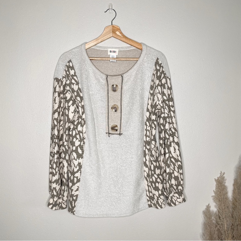 Bibi | Boho Animal Print Long Sleeve Comfy Top‎